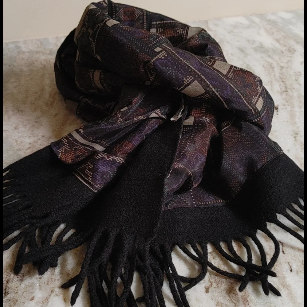 Vintage Italian Wool & Silk Winter Scarf